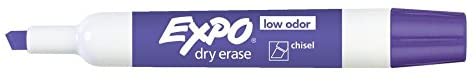 EXPO 80008 Low-Odor Dry Erase Markers. Chisel Tip. Purple. 12-Count