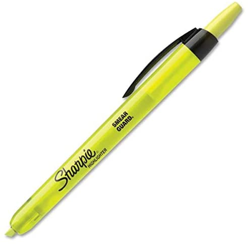 Sharpie Accent Retractable Highlighters, Chisel Tip, Fluorescent Yellow, Box of 12