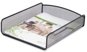 Safco Products Onyx Mesh Single Tray Desktop Organizer 3272BL, Black Powder Coat Finish, Durable Steel Mesh Construction