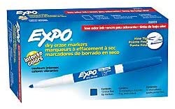 EXPO 86003 Low Odor Dry Erase Marker. Fine Point. Blue. Dozen
