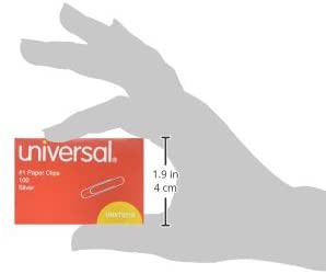 Universal Paper Clips, Smooth Finish, No. 1, Silver-Silver-100 ct, 10 Pk