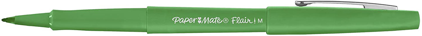 Paper Mate Flair Felt Tip Pens, Medium Point (0.7mm), Green, 36 Count
