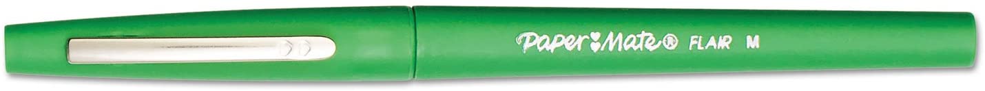 Paper Mate 8440152 Point Guard Flair Needle Tip Stick Pen. Green Ink. 0.7mm. Dozen