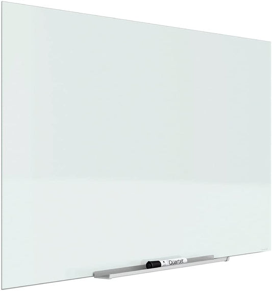 Quartet Glass Dry Erase Board, Whiteboard / White Board, Magnetic, 85" x 48", White Surface, Frameless, InvisaMount (G8548IMW)