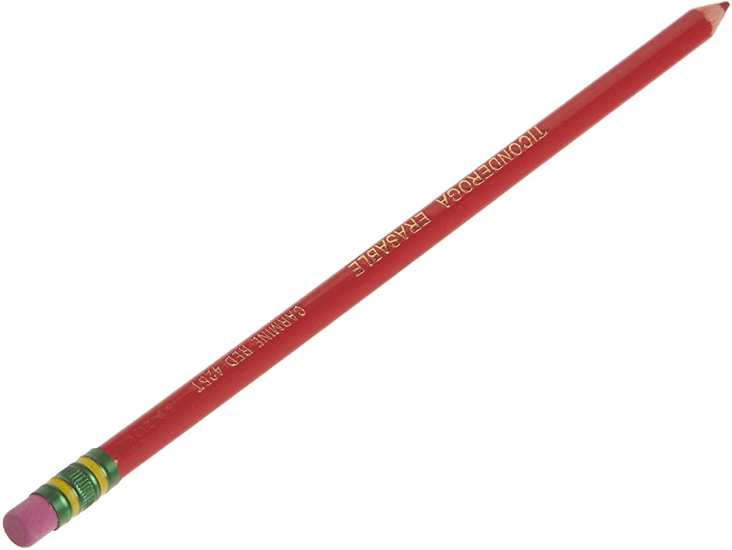 Ticonderoga Erasable Checking Pencils with Eraser. Pre-sharpened. Red. 12-Pack (14259)