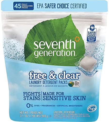 Seventh Generation Laundry Detergent Packs, Free & Clear, 45 Count, 31.7 oz