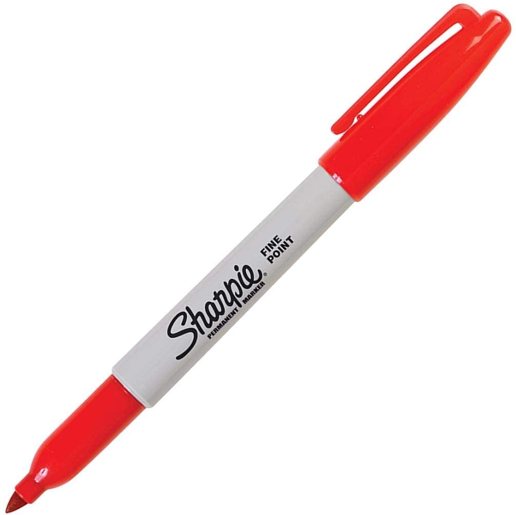 Sharpie 30002 Fine Point Permanent Marker. Marks On Paper and Plastic. Resist Fading and Water. AP Certified. Red Color. Pack Of 2 Boxes Of 12 Markers