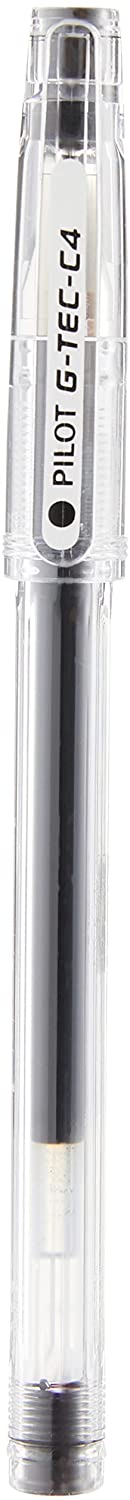 PILOT G-Tec-C Gel Ink Rolling Ball Pens, Ultra Fine Point (0.4mm), Black Ink, 12-Pack (35491)