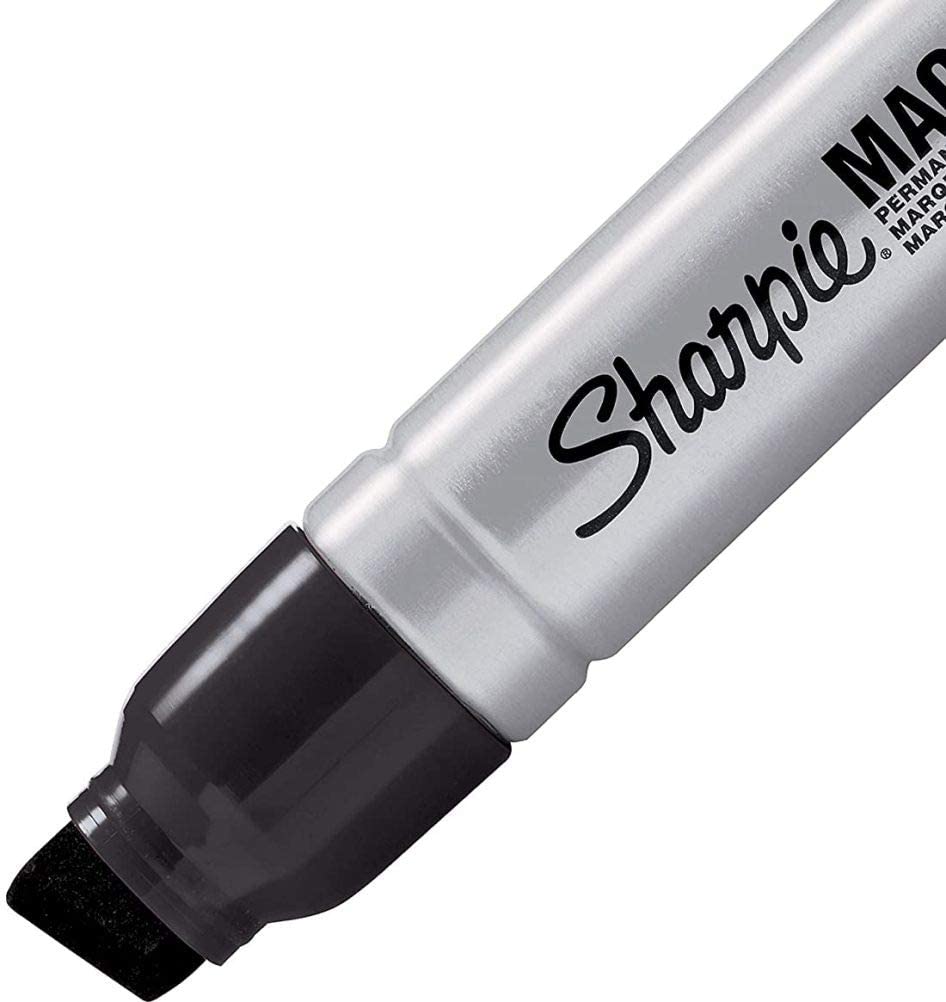 Sharpie 44001 Oversized Chisel Tip Extra Wide Magnum Permanent Marker (1 Pack). Black. Sturdy Extra-wide Felt Chisel Tip. Quick-drying Ink is Fade-and Water-Resistant