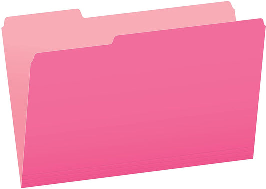 Pendaflex Two-Tone Color File Folders, Legal Size, Pink, 1/3 Cut, 100/BX (153 1/3 PIN)