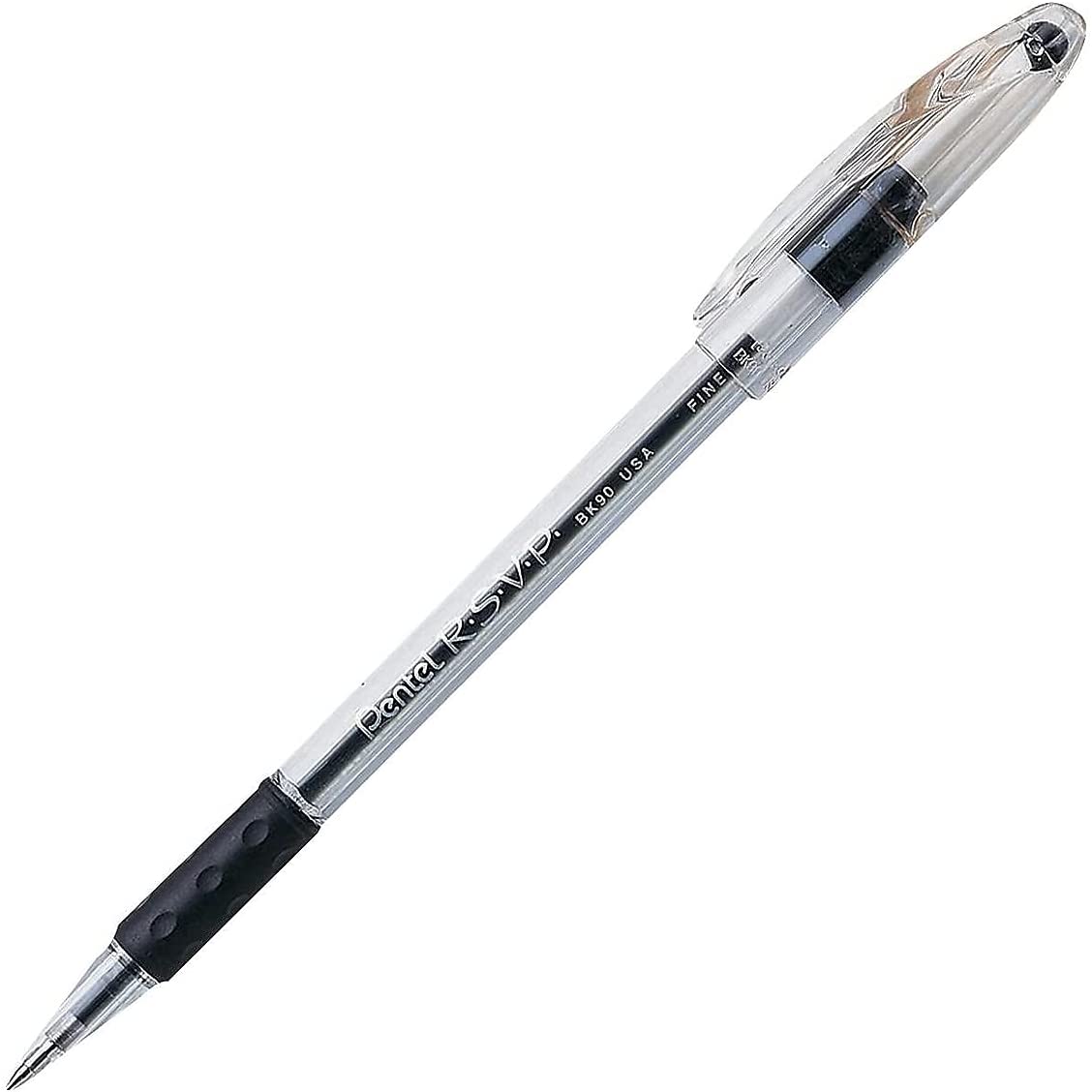 Pentel R.S.V.P. Ballpoint Stick Pen, Black Ink, Fine, Dozen