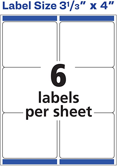 Avery Shipping Address Labels, Inkjet Printers, 150 Labels, 3-1/3x4 Labels, Permanent Adhesive, TrueBlock (8164), White