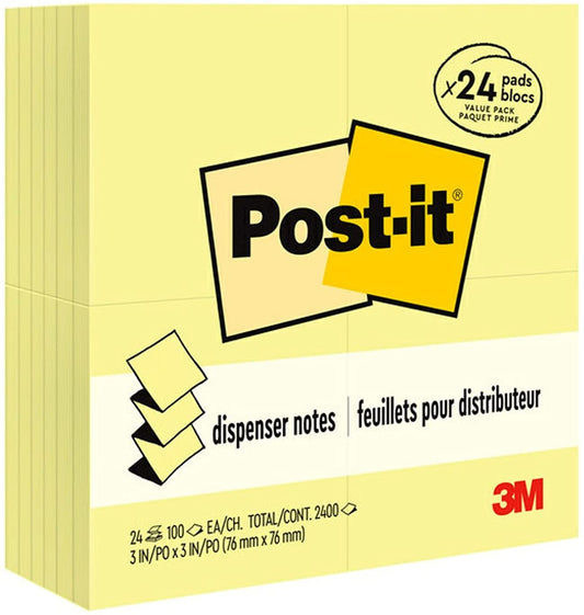 Post-it Pop-up Notes. 3 in x 3 in. 24 Pads. America's #1 Favorite Sticky Notes. Canary Yellow. Clean Removal. Recyclable (R330-24VAD)