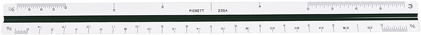 Pickett Architect Triangular Scale, 12-Inch Long, Plastic, White (235A)