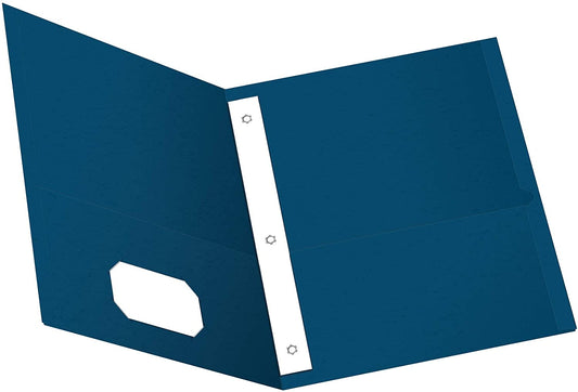 Oxford Two-Pocket Folders w/Fasteners, Blue, Letter Size, 25 per box (57702)