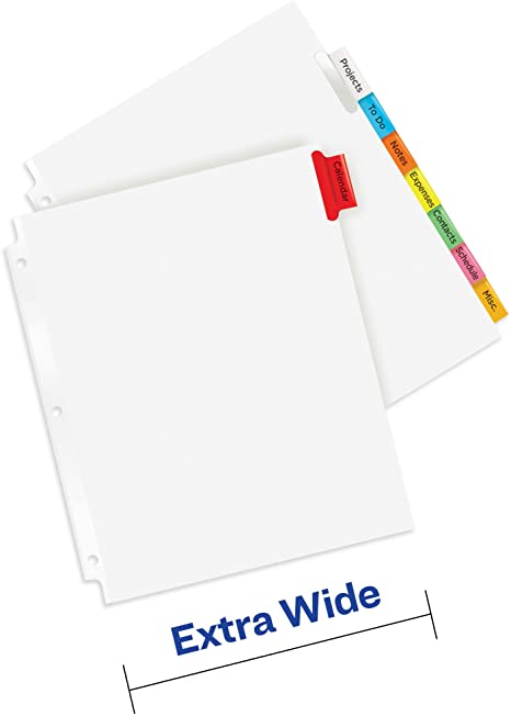 Avery Big Tab Extra-Wide Insertable Dividers for 3 Ring Binders. 8-Tab Set. Multicolor. 6 Sets (21211)