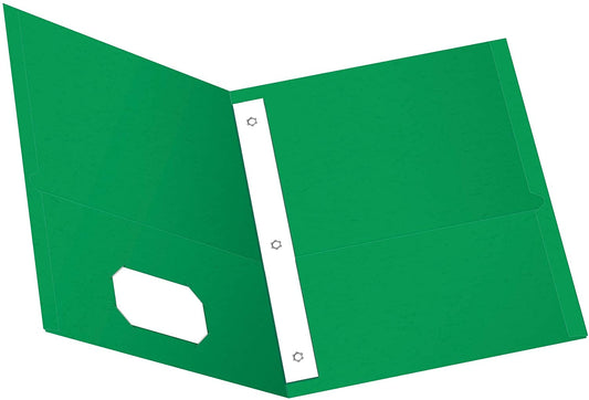 Oxford Twin Pocket Folders with Fasteners, Letter Size, Light Green, 25 per Box (57703)