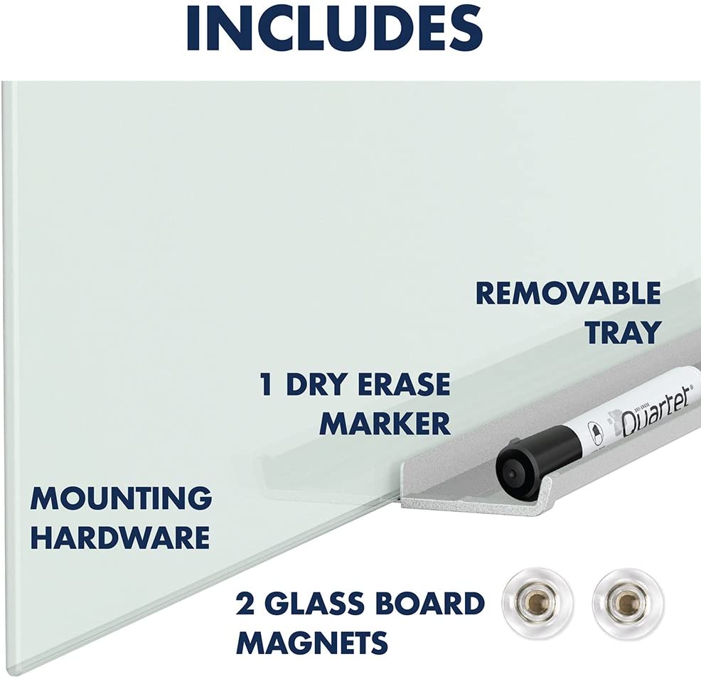 Quartet Glass Dry Erase Board, Whiteboard / White Board, Magnetic, 85" x 48", White Surface, Frameless, InvisaMount (G8548IMW)