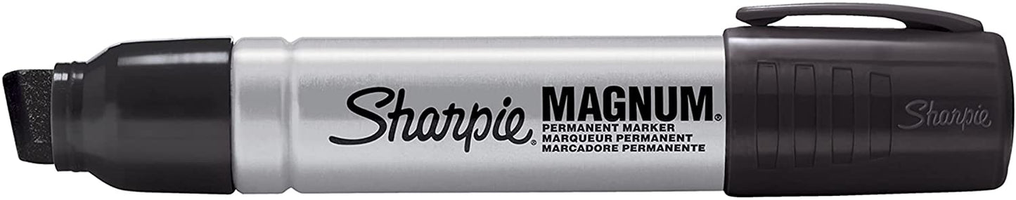 Sharpie Magnum Permanent Markers. Chisel Tip. Black. (Pack of 12)