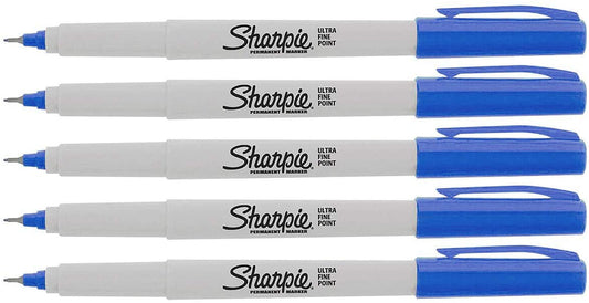 Sharpie Permanent Markers. Ultra Fine Point. 5-Count (BLUE)