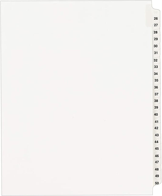 Avery Legal Dividers. Standard Collated Sets. Letter Size. Side Tabs. 1 Unit