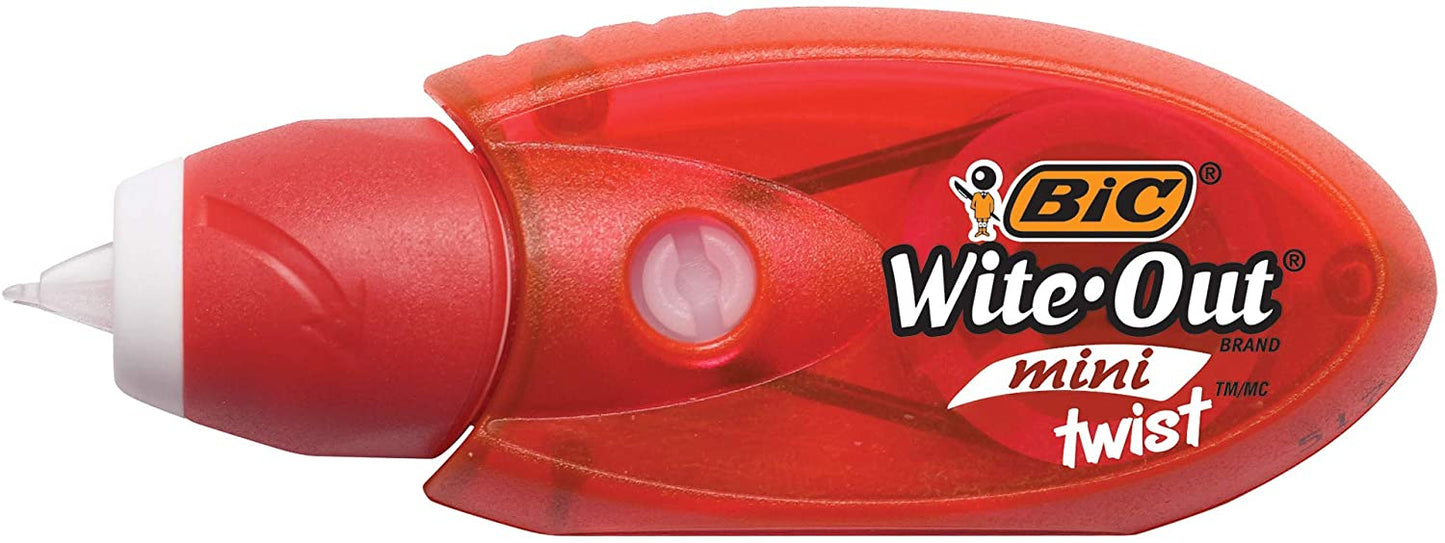 BIC Wite-Out Brand Mini Twist Correction Tape, White, 2-Count, Compact and Convenient Design for Easy Storage
