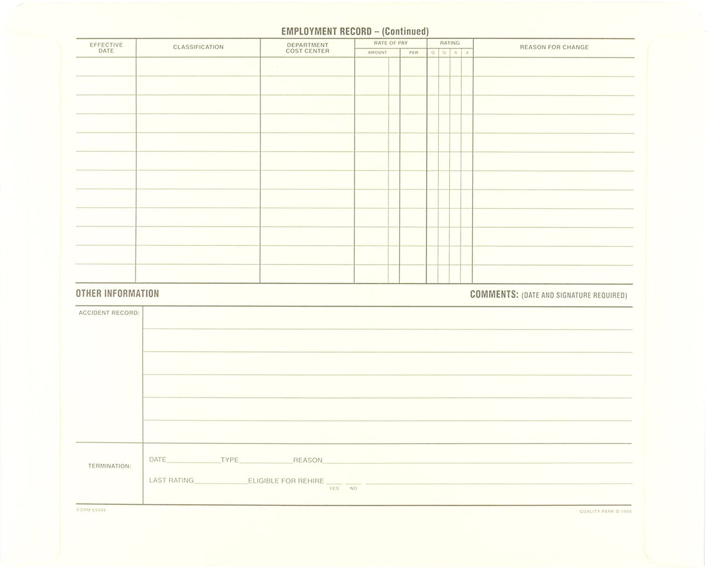 Quality Park Personnel Record Jacket, Flat Expansion, 9-1/2 x 11-3/4 Inches, 100 per Box (QUA69999)