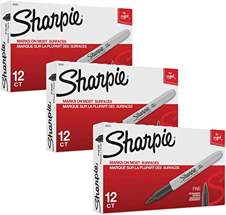 30001 Fine Point Permanent Marker Black Dozen 3 Pack