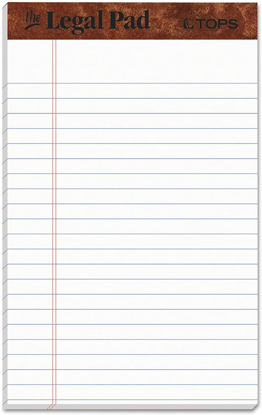 TOPS The Legal Pad Writing Pads, 5" x 8", Jr. Legal Rule, 50 Sheets, 12 Pack (7500)