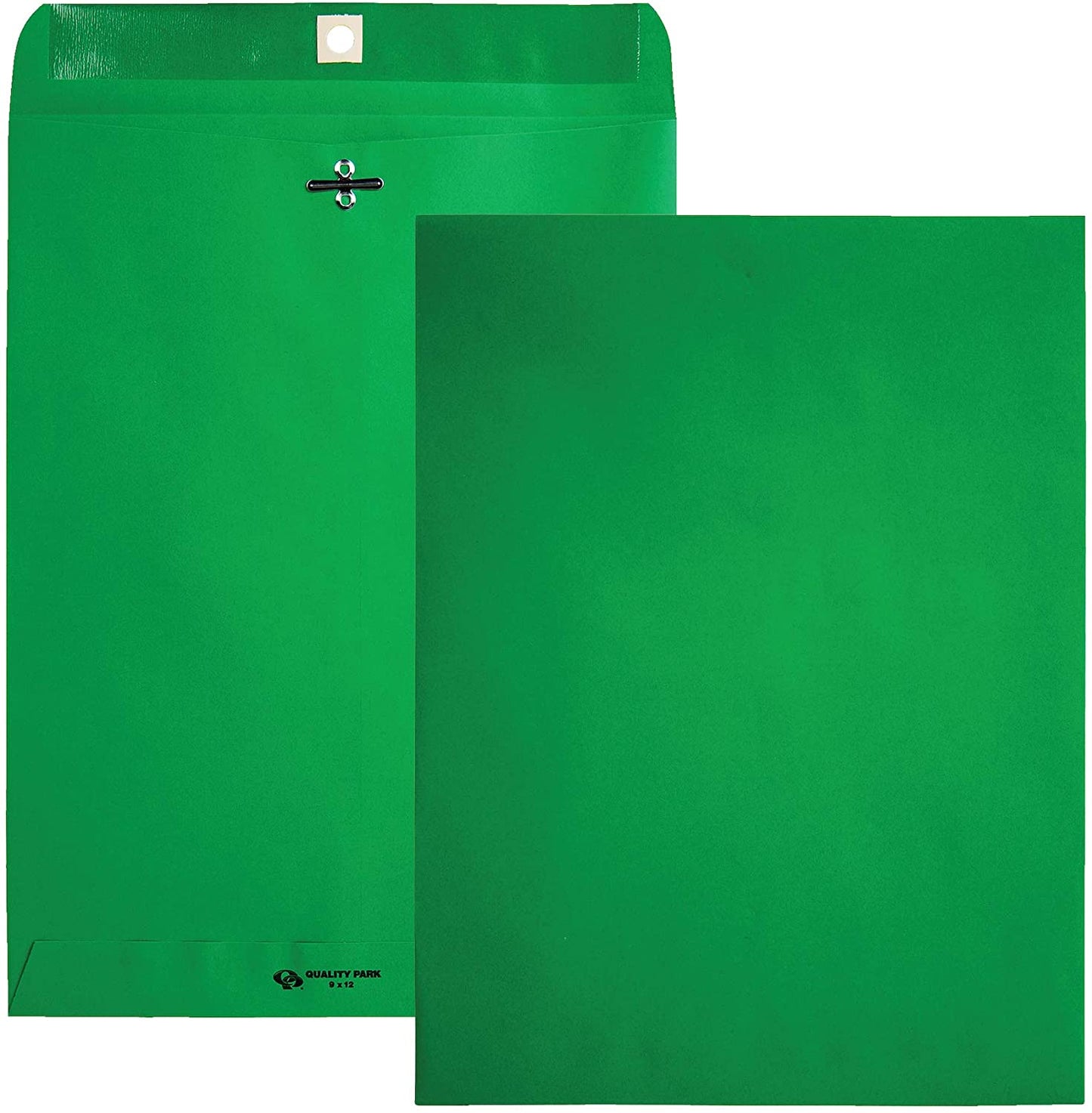 Quality Park Clasp Envelopes, 9 x 12 inches, Green, Pack of 10 (38735)