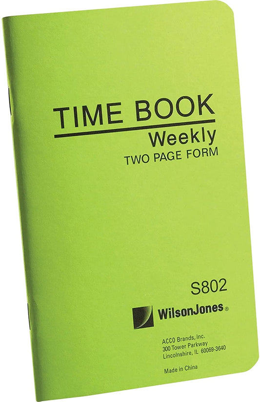 Wilson Jones Foreman's Pocket Size Employee Time Book, 4.13 x 6.75 Inches, 36 Pages, Green (WS802)