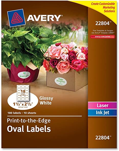 Avery Avery Easy Peel Print-to-the-edge Label - 1.50 Width X 2.50 Length - 1 / Pack - Oval - 18/sheet