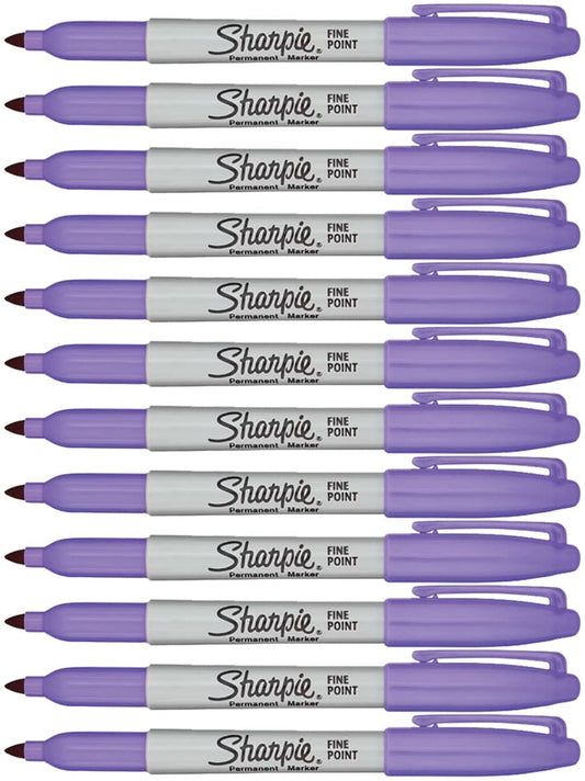 Sharpie Permanent Markers. Fine Point. Light Purple Ink. Pack of 12