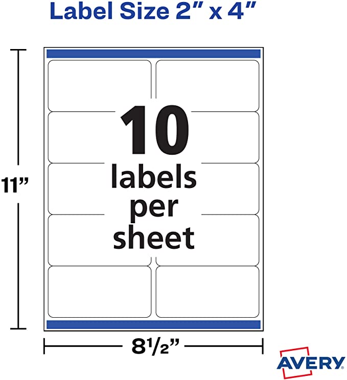 Avery Shipping Labels with TrueBlock. 2" x 4" Blank Labels. Inkjet Printable Labels. Pack of 250. 2 Packs. 500 Labels Total (8163)