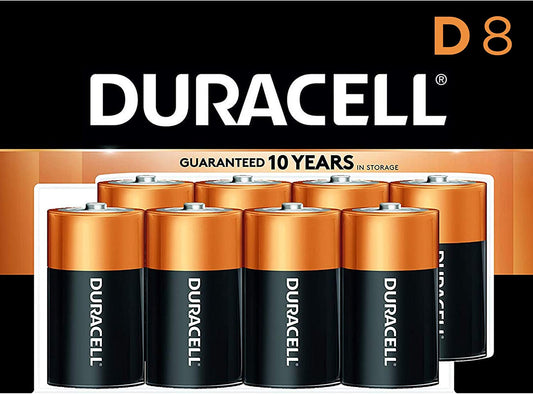Duracell - CopperTop D Alkaline Batteries with Recloseable Package - Long Lasting. All-Purpose D Battery for Household and Business - 8 Count