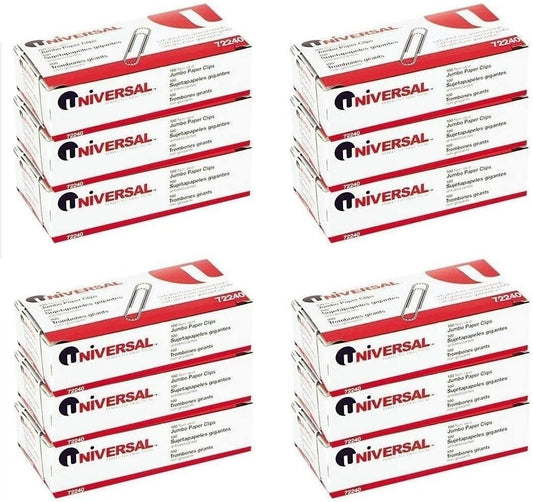 Universal Nonskid Paper Clips, Wire, Jumbo, Silver-100 ct (12 Boxes)