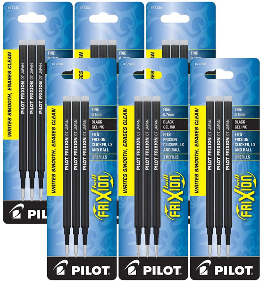 Pilot Gel Ink Refills for FriXion Erasable Gel Pen. Fine Point. Black Ink - Pack of 18 (77330)