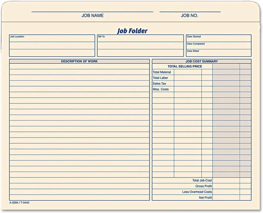 TOPS Job Folder File Jackets, 11.75 x 9.5 Inches, Manila, 20-Pack (3440)