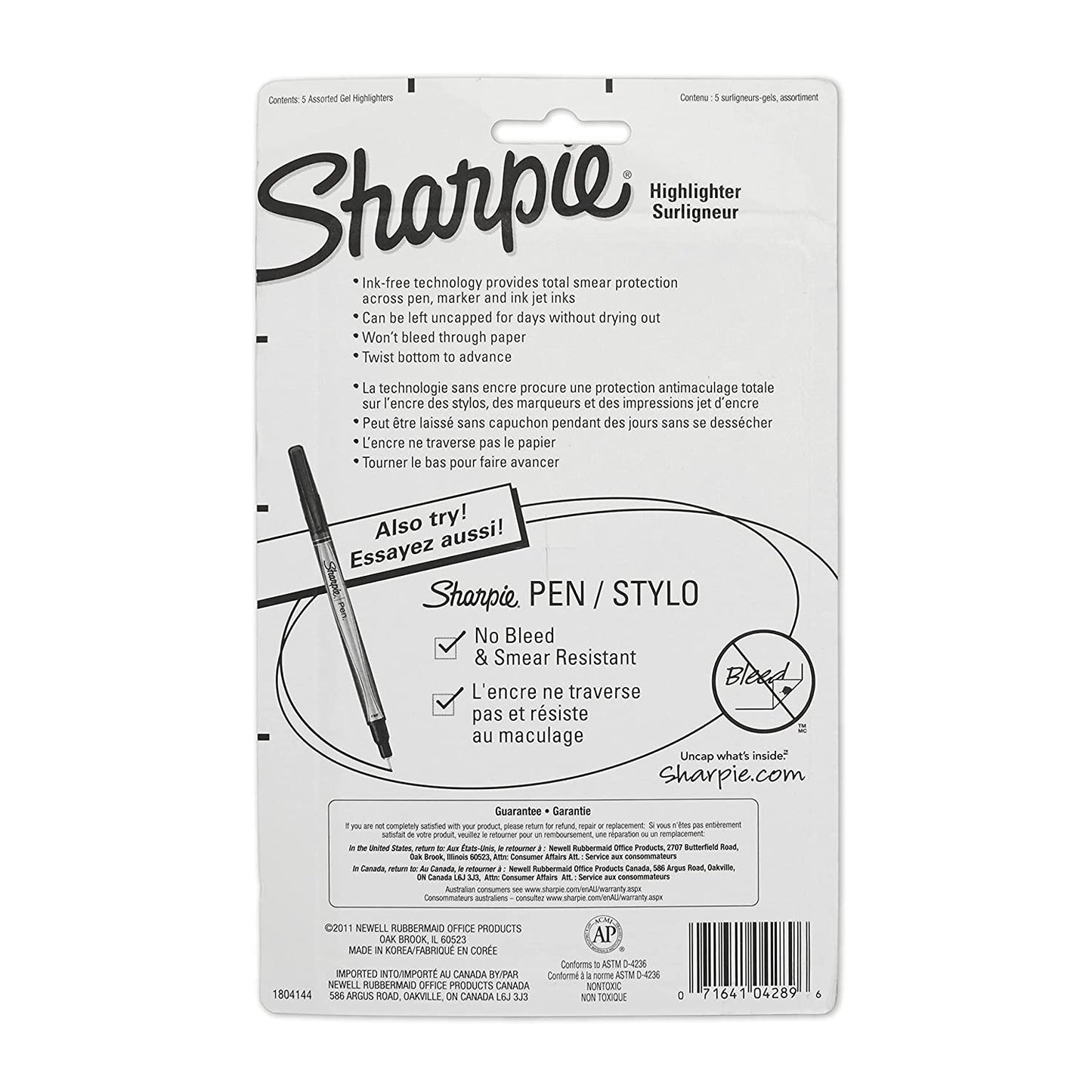 Sanford Brands 1803277 Sharpie Accent Gel Highlighter, Assorted Colors, 5-Count