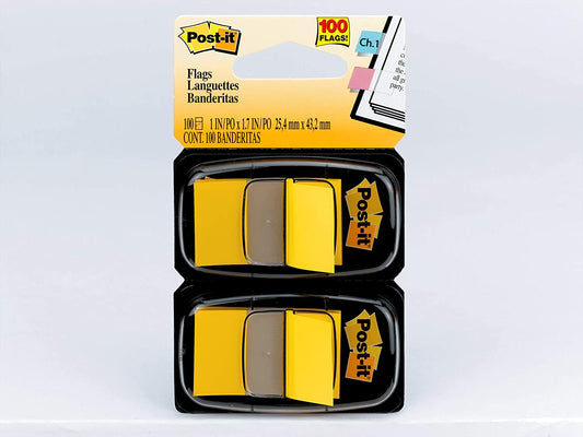 Post-it Flags, Yellow, 1-Inch Wide, 100 Flags, Use to Highlight Important Information (680-YW2)