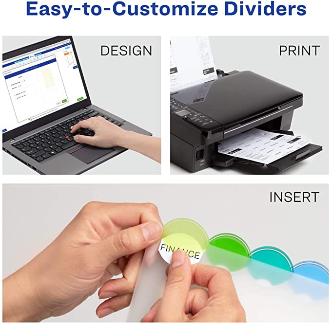 Avery 11201 Insertable Style Edge Tab Plastic Dividers. 8-Tab. Letter