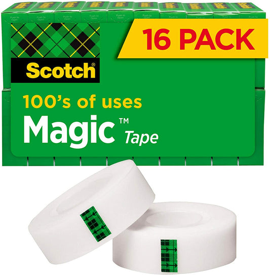 Scotch Magic Tape. 16 Rolls. Numerous Applications. Invisible. Engineered for Repairing. 3/4 x 1000 Inches. Boxed (810K16 )