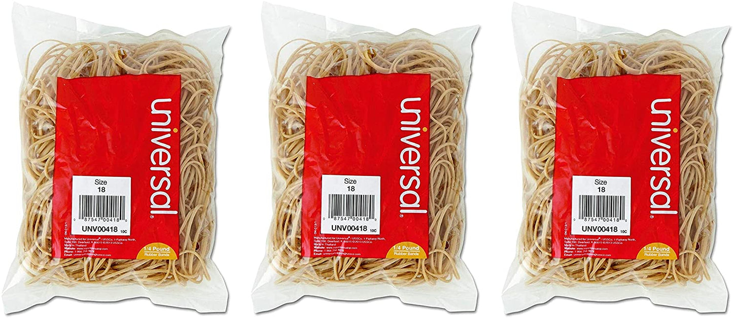 Universal UNV00418 18-size rubber Bands (1/4 pound) -Sold as a 3 Pack