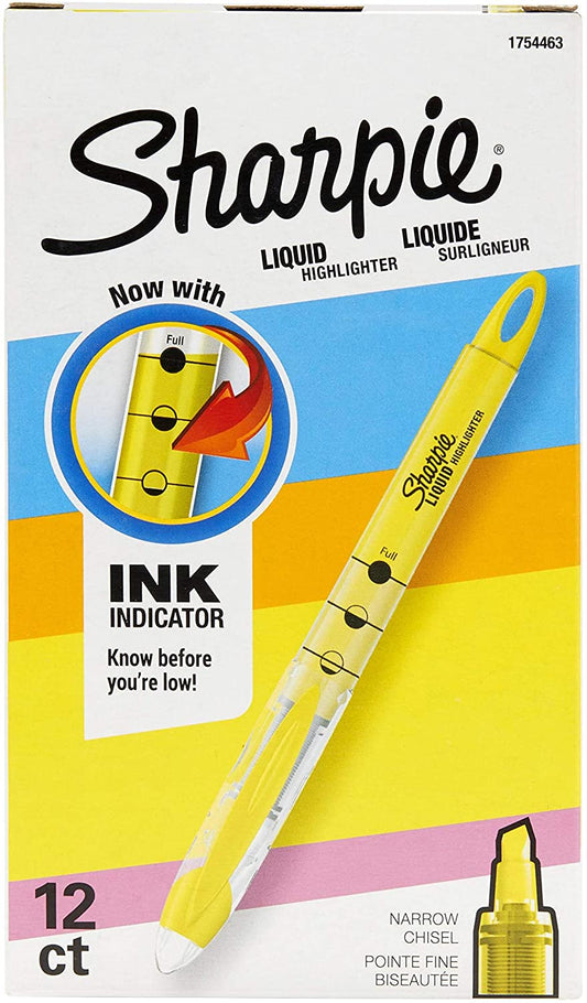 Sharpie Liquid Highlighters. Chisel Tip. Fluorescent Green. Box of 12