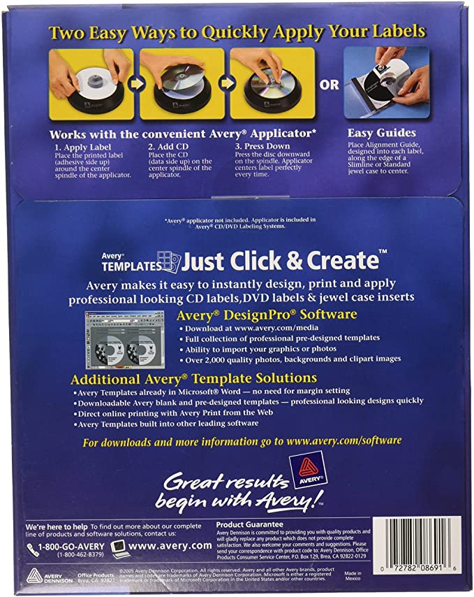 Avery CD Labels - 100 Disc labels & 200 Spine labels (8691)