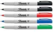 Sharpie Permanent Markers, Ultra Fine Point, Assorted Colors, 5/Set5