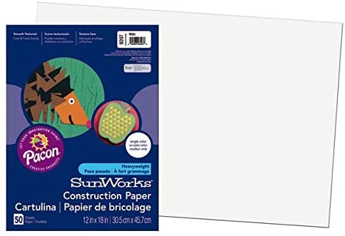 SunWorks¨ Construction Paper, 12" x 18", White, Pack of 50