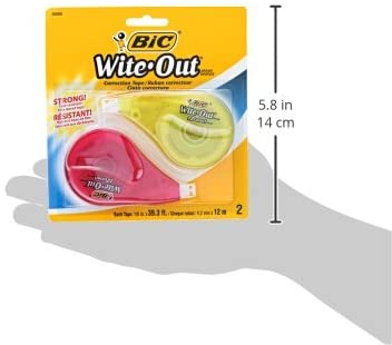 BIC Wite-Out Brand EZ Correct Correction Tape, White, 2-Count