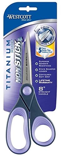 Westcott Titanium Bonded Non Stick Scissors, Purple, 8"