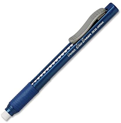 Pentel Clic Retractable Eraser, Refillable, Blue Barrel (PENZE22C)